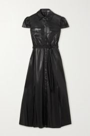 Black Miranda vegan leather midi dress ALICE OLIVIA NET-A-PORTER at Net a Porter