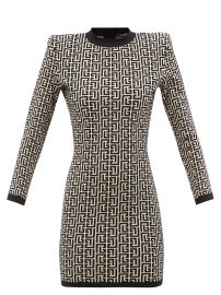 Black Monogram-jacquard knit mini dress  Balmain  FASHION US at Matches