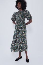 Black Multi Floral Smocked Samantha Midi Dress Hyacinth House at Tuckernuck