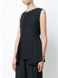 Black Pinstripe Asymmetric Top by Jason Wu at Farfetch