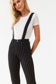 Black Pinstripe Overalls by Forever 21 at Forever 21