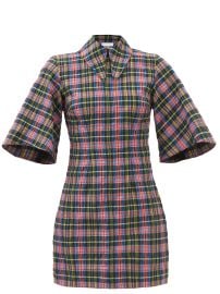 Black Plaid organic cotton-blend seersucker shirt dress  Ganni  FASHION US at Matches