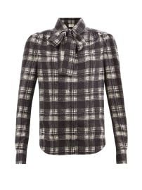 Black Plaid silk-crepe de Chine blouse  Saint Laurent  FASHION US at Matches