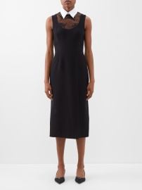 Black Point collar lace and cady midi dress Prada FASHION US at Matches