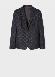 Black Polka Dot One-Button Cotton-Stretch Blazer at Paul Smith