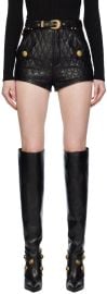 Black Quilted Leather Shorts at ssense