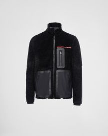 Black Recycled Fleece Technical Jacket PRADA at Prada