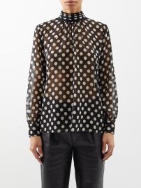 Black Remie polka-dot semi-sheer silk blouse Nili Lotan FASHION US at Matches