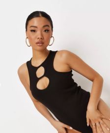 Black Rib Racer Cut Out Neck Bodysuit at Missguided