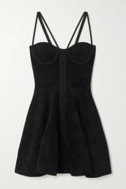 Black Ribbed velour mini dress BALMAIN NET-A-PORTER at Net a Porter