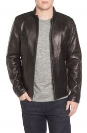 Black Rivet Lambskin Leather Moto Jacket at Nordstrom