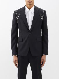 Black Rivet-shoulder single-breasted jacket Alexander McQueen FASHION US at Matches