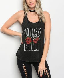 Black Rock & Roll Rose Racerback Tank at Zulily