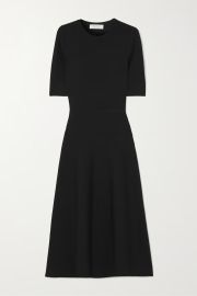 Black Seymore wool cashmere and silk-blend midi dress GABRIELA HEARST NET-A-PORTER at Net a Porter