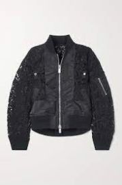 Black Shell-trimmed corded lace jacket SACAI NET-A-PORTER at Net a Porter