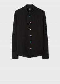 Black Silk Shirt With Multi-Colour Buttons at Paul Smith