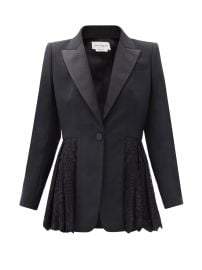 Black Single-breasted lace-peplum wool-blend blazer  Alexander McQueen  FASHION US at Matches