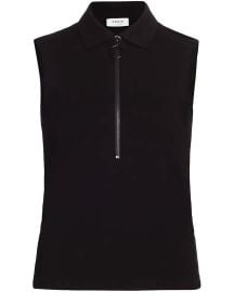 Black Sleeveless Quarter Zip Polo Shirt Stanley Korshak at Stanley Korshak