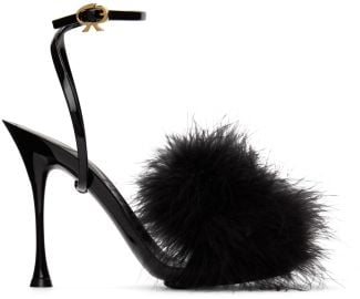 Black Spice Plume Heeled Sandals by Gianvito Rossi on Sale at ssense