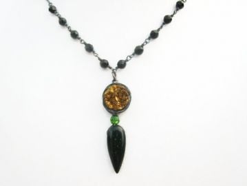 Black Spike Teardrop Necklace at Etsy