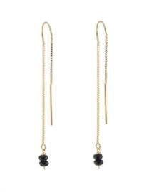 Black Spinel Threader Earrings at Peggy Li