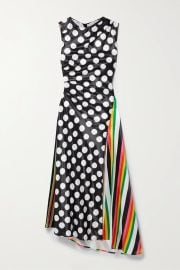 Black Striped polka-dot satin-twill maxi dress CHRISTOPHER JOHN ROGERS NET-A-PORTER at Net a Porter