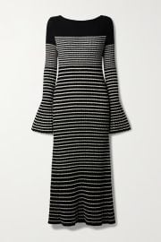 Black Striped ribbed-knit midi dress PROENZA SCHOULER NET-A-PORTER at Net a Porter