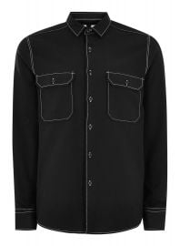 Black Top Stitch Shirt by Topman at Topman