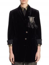 Black Velvet Feather Pocket Blazer by Brunello Cucinelli at Farfetch