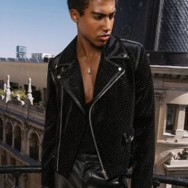 Black Velvet Silver Dot Biker Jacket dash Phix at Phix