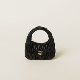 Black Wander Matelass Nappa Leather Hobo Bag Miu Miu at Miu Miu
