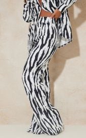 Black Wide Leg Zebra Print Pants Co-ords PrettyLittleThing USA at Pretty Little Thing