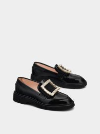 Black Woman Vivx27 Rangers Strass Buckle Loafers in Patent Leather RVW54825880D1P42B999  Roger Vivier at Roger Vivier