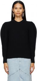 Black Wool & Cashmere Robin Puff Sleeve Sweater at Ssense