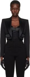 Black Wool Gabardine Spencer Tuxedo Blazer at ssense