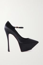 Black Yigit silk-satin platform pumps  AMINA MUADDI  NET-A-PORTER at Net a Porter