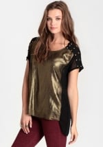 Black and gold foil tee at Threadsence