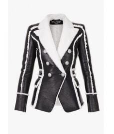 Black and white Shearling Jacket  at Balmain