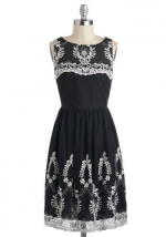 Black and white embroidered dress at Modcloth