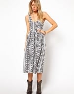 Black and white printed midi dress at Asos