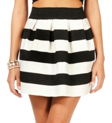 Black and white rubber band striped skirt at Windsor