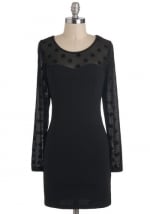 Black dress with sheer polka dots at Modcloth