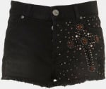 Black embellished denim shorts at Topshop