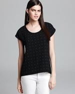 Black embellished top by Aqua at Bloomingdales