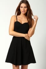 Black flared dress at Boohoo at Boohoo