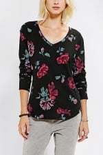 Black floral thermal tee by BDG at Urban Outfitters