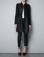 Black jacquard coat by Zara at Zara