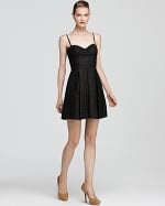 Black lace dress worn by Mona at Bloomingdales