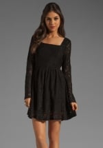 Black lace fit and flare dress by Mink Pink at Revolve