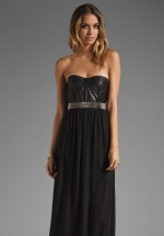 Black leather bustier dress by Alice and Olivia at Revolve